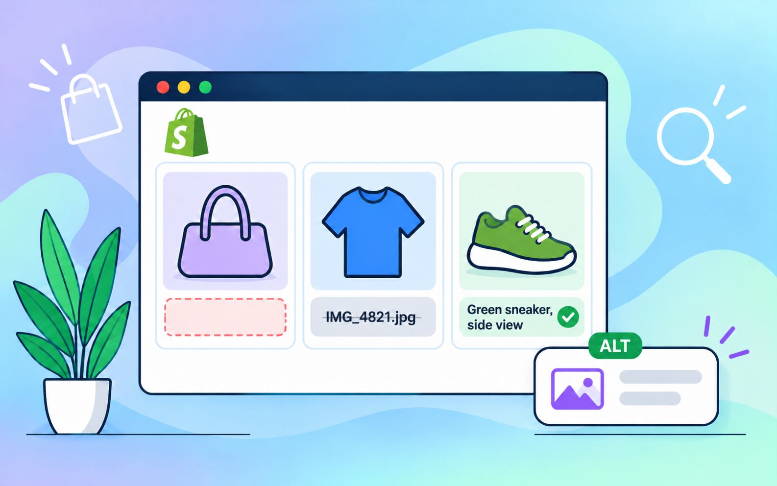 Image alt text for Shopify products: what to write and how to fix a whole catalog (2026)